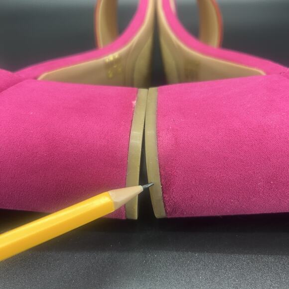 CL by Laundry Jody Womens 8.5M Orange Hot Pink Suede Block Heel Open Toe Strappy - Picture 9 of 11